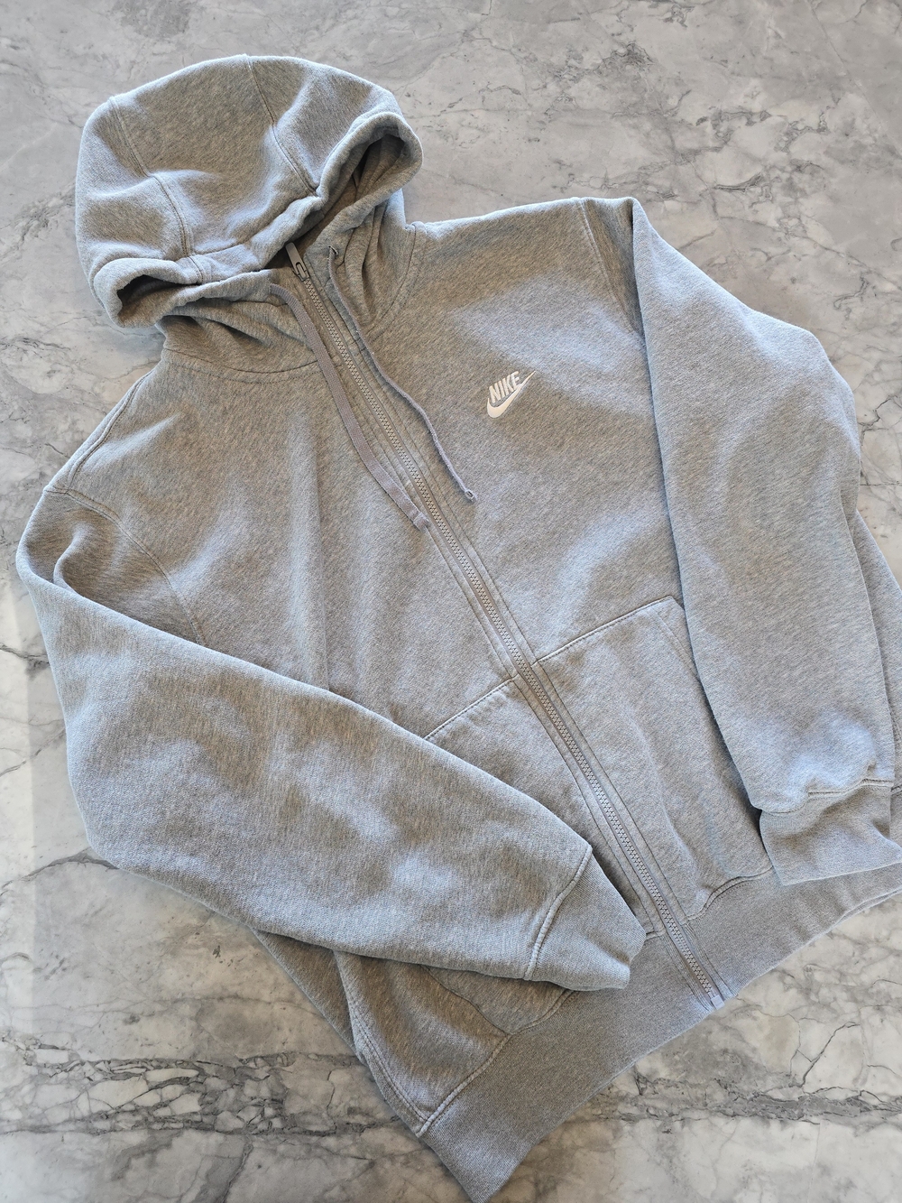 Nike Men’s Grey Full-Zip Hoodie Sweatshirt - Size Large